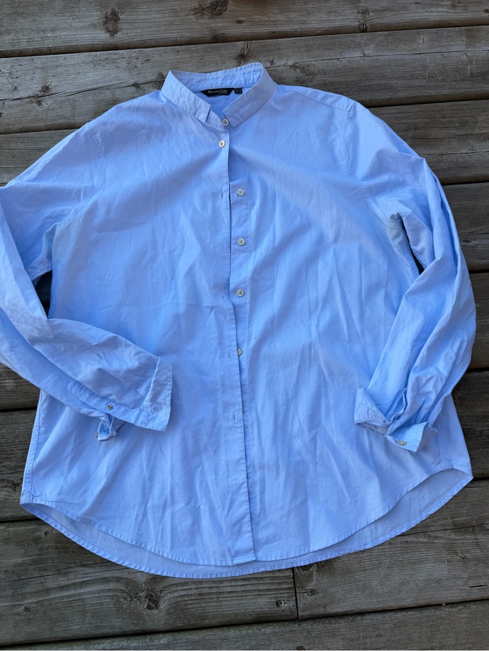 Massimo Dutti Women's Light Blue Button Up Shirt Size 12
